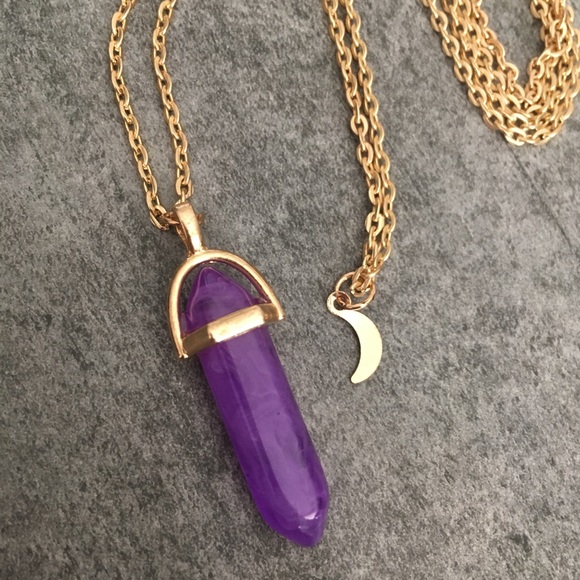 MORE COMING Purple Quartz Double Layer Gold Tone M - Picture 4 of 8